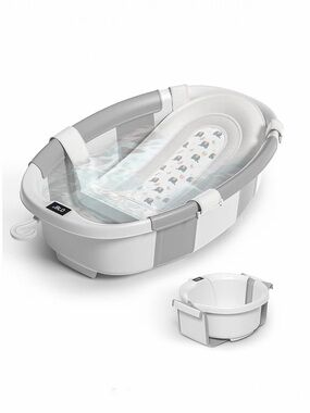 Collapsible Baby👶🏻Bathtub🛁w Cushion Thermometer🌡️& Drain Hole